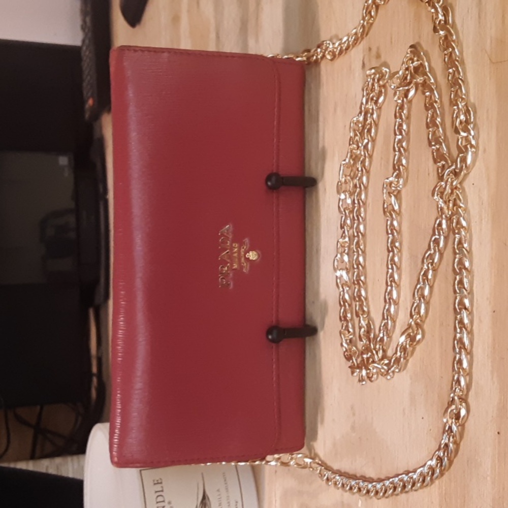 PRADA Saffiano Leather Crossbody Wallet